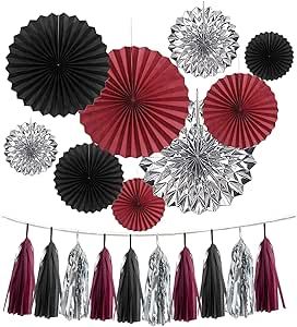 Maroon Decorations, Party Tent Decorations, Maroon Decor, Backdrop Graduation, Hanging Backdrop, Tassel Banner, Silver Party Decorations, Garland Paper, Streamer Backdrop