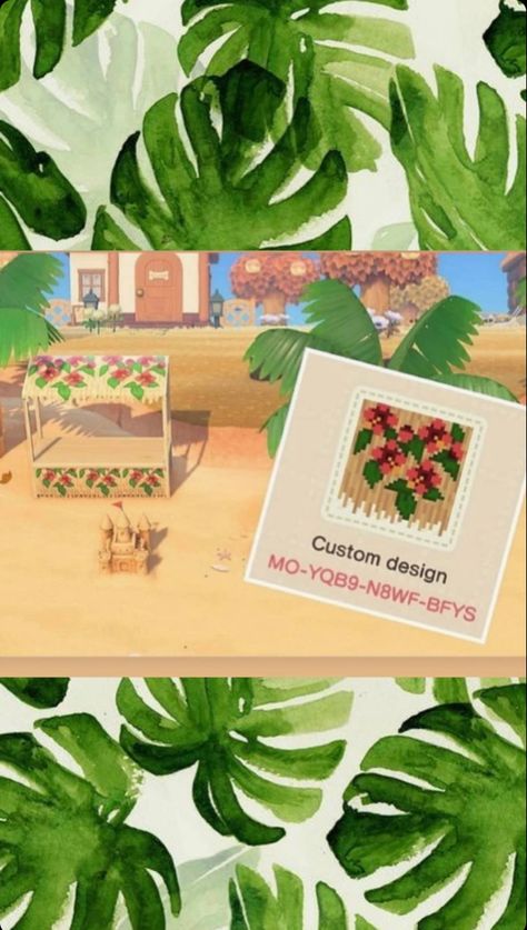 Animal Crossing Tropical Island Design Codes, Acnh Tropical Clothes Codes, Acnh Tropical Clothes, Acnh Tropical Paths Designs, Acnh Tropical Island Ideas Code, Acnh Tropical Theme Codes, Acnh Hawaiian Design, Animal Crossing Tropical Codes, Animal Crossing Tropicore