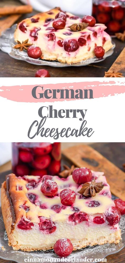 Cream Cheese Cherry Cake, German Cakes Recipes, Sour Cherry Recipes, German Dessert, German Desserts, German Cake, Sour Cherries, German Baking, Austrian Recipes