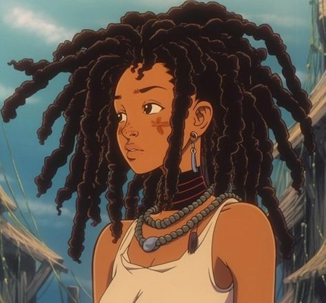 Anime Guide, Black Women With Locs, Girl Locs, Women With Locs, Ghibli Anime, Trash Art, Artsy Pictures, Black Cartoon Characters, Anime Black