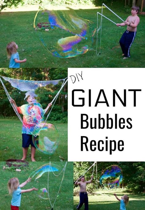 Giant Bubble Recipe, Bubbles Recipe, Bubble Crafts, Giant Bubble Wands, Bubble Recipe, Homemade Bubbles, Giant Bubbles, Outside Activities, Bubble Wands