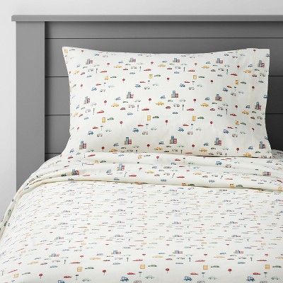 Full City Cars Cotton Sheet Set - Pillowfort™ : Target Kids Sheet Sets, Boy Bedrooms, Kids Sheets, Simply Shabby Chic, Pillow Fort, Road Sign, Sheet Sets Full, Big Boy Room, Twin Sheet Sets