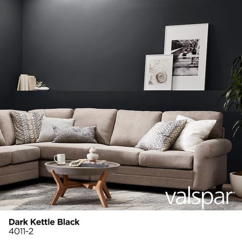 Valspar Dark Kettle Black 4011-2 Interior Paint Sample (Half Pint) in the Paint Samples department at Lowes.com Grey Interior Paint, White Interior Paint, Paint Sample, Furnishings Design, Paint Primer, Gray Interior, Paint Samples, White Interior, Interior Paint