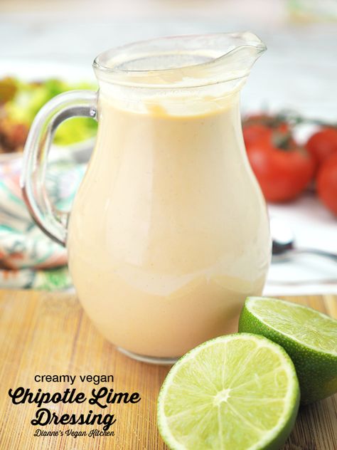 Chipotle Lime Dressing, Hummus Dressing, Vegan Salad Dressing Recipes, Vegan Chipotle, Vegan Salad Dressing, Vegan Dressing, Vegan Dip, Keto Vegan, Vegan Mexican