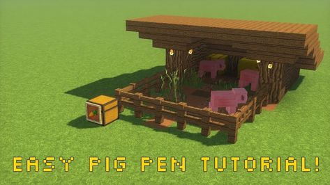 Small and easy pig pen for Minecraft Minecraft Animal Pens, Amazing Minecraft Houses, Minecraft Cow, Minecraft Horse, Cow Pen, Farm Minecraft, Minecraft Building Blueprints, Construction Minecraft, Minecraft Kingdom