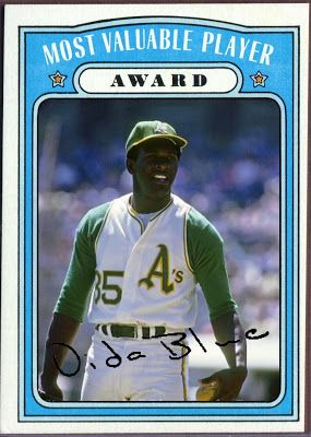 1972 Topps MVP Award - Vida Blue, Oakland A's, Baseball Cards That Never Were. Baseball Images, Vida Blue, Oakland A’s, Baseball Art, Giants Baseball, Baseball Uniforms, Baseball Trading Cards, Yankees Baseball, Sports Hero