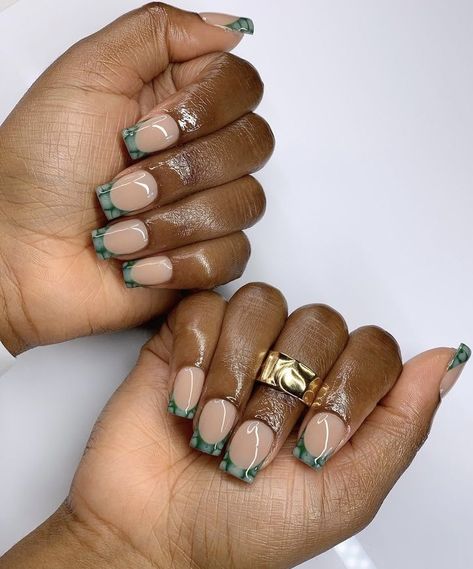 Green Short Nails, Trending Nail Colors, Nail Colors And Designs, Natural Acrylic Nails, Drip Nails, Green Sage, Short Square Acrylic Nails, Nails Tumblr, Bling Acrylic Nails