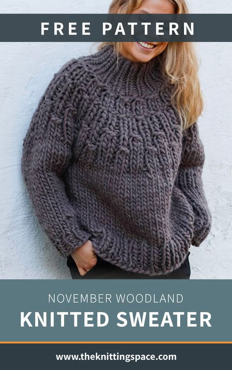 Free Sweater Knitting Patterns Chunky, Easy Knitted Sweater Pattern Free, Chunky Sweater Knitting Patterns Free, Yarninspirations Free Knitting Patterns, Bulky Knit Sweater Pattern Free, Oversized Knit Sweater Pattern, Free Chunky Knitting Patterns For Women, Chunky Knit Sweater Pattern Free Simple, Turtle Neck Sweaters