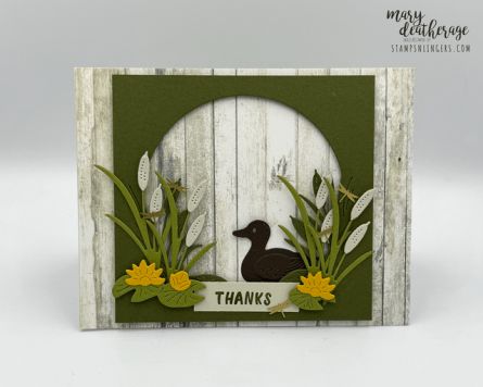 Stampin’ UP! Charming Country Wood Duck Thanks Card Georgia Atlanta, Wood Duck, Duck Pond, Masculine Birthday Cards, Wood Ducks, Thanks Card, Lily Pond, Bird Cards, Stamping Up Cards