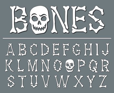 Create bone-chilling designs with Bone Skeleton Font 💀 Perfect for adding a macabre touch to your Halloween projects#HalloweenFont #SpookyType #CreepyCalligraphy #FrighteningFonts #TrickOrType Bone Alphabet Letters, Bone Font Lettering, Bone Lettering, Bone Letters, Spooky Alphabet, Spooky Lettering Halloween Fonts, Drawing Fonts, Bone Font, Happy Halloween Font