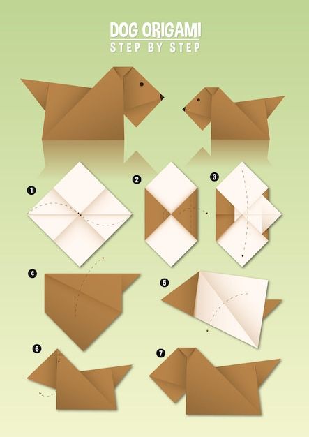 Instrucciones de origami de perro paso a... | Premium Vector #Freepik #vector #origami #manualidades #perro #forma-geometrica Sticky Notes Origami Step By Step, Origami Paper Art Step By Step, Origami Ideas Step By Step, Origami Animals Step By Step, Origami Instructions Step By Step, Origami Animals Easy, Beginner Origami, Dog Origami, Holiday Origami