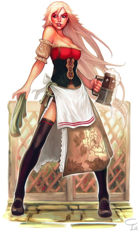 Fantasy Bartender, Anime W, Pathfinder Rpg, Roleplay Characters, Dungeons And Dragons Characters, Urban City, Fantasy Rpg, Fantasy Inspiration, Female Character Design