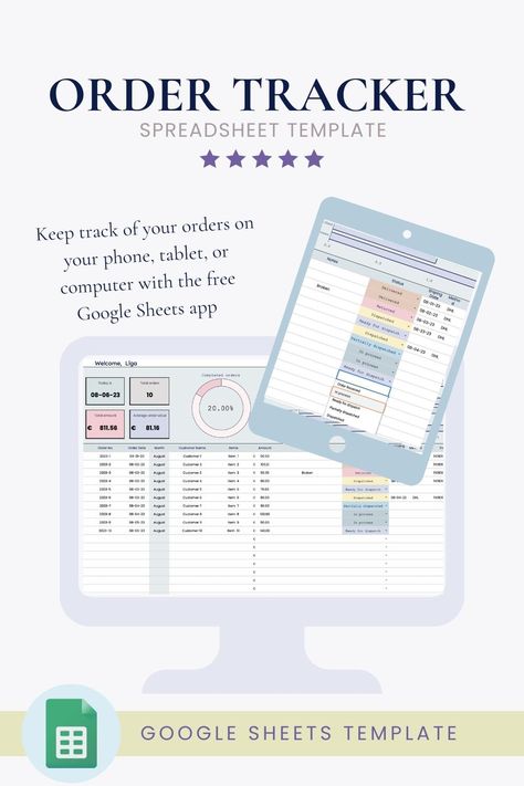 Order tracker template in Google Sheets, simple and begginer friendly Small Business Order Tracker, Order Tracker, Google Spreadsheet, Spreadsheet Template, Business Operations, Content Curation, Etsy Business, Google Sheets, Stay Organized