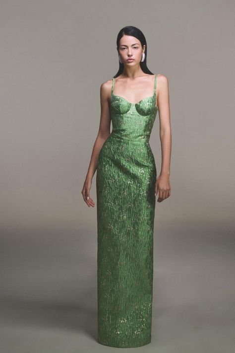 Brocade Bamboo Dress | MEAN BLVD Bamboo Dress, Mean Blvd, Brocade Dresses, Green Gown, Floor Length Dresses, Long Dresses, Invisible Zipper, Fancy Dresses, Elegant Dress