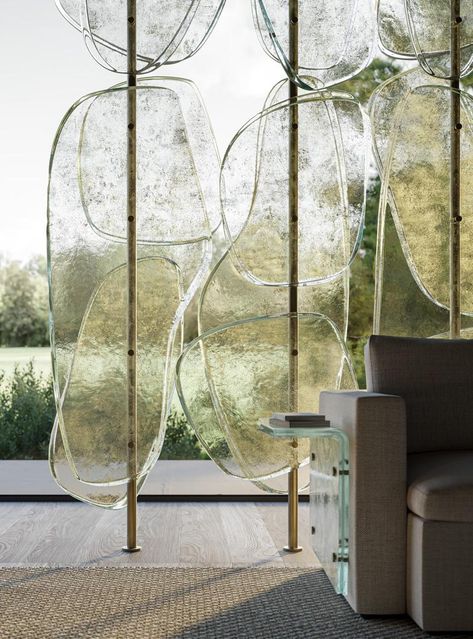 Sfogio: Contemporary Screen, Molten Glass Screen - Melt Collection | Arte Veneziana Partition Screen, Glass Partition, Partition Design, Partition Wall, Screen Design, Contemporary Glass, Ceiling Design, Glass Lighting, Glass Screen