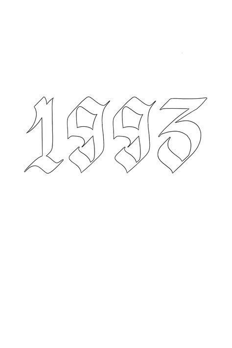 93 Tattoo Number, Est 1993 Tattoo Ideas, 1993 Tattoo Fonts, 1993 Tattoo Ideas, Tattoo Outline Drawing Stencil Ideas For Men, 1993 Tattoo, Year Tattoo Number, Chest Tattoo Lettering, Holy Tattoos