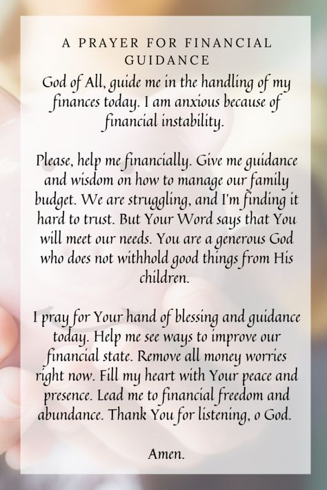 A prayer to the Lord for financial guidance, help and stability. Bible Verse For Financial Help, Financial Help Quotes, Financial Prayer Money, Prayer For Provision, Prayer For A Job Opportunity, Prayers For Financial Miracles, June Prayers, Prayer For Financial Blessing, Financial Overflow