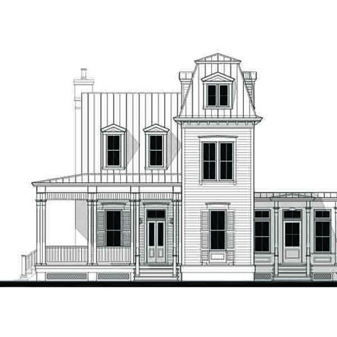 Second Empire House Plans, Closed Kitchen Floor Plans, Gothic House Plans, Second Empire House, American Gothic House, Empire House, Carpenter Gothic, Building Facades, Closed Kitchen