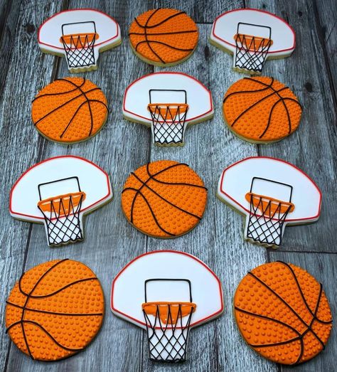 1st Birthday Basketball Cookies, Basketball Cakesicles, Basketball Themed Cookies, Basketball Birthday Cookies, Lakers Cookies, Basketball Cookies Decorated, Basketball Cookie Cake, Basketball Sugar Cookies, Basketball Theme Birthday Party