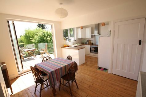 Updating a 1930s English Terrace House (With A Great View!) | Apartment Therapy 1930s Kitchen Extension, 1930 Kitchen, Terraced House Interior, 1930 House Renovation, 1930s House Interior, 1930s House Renovation, 1930s Kitchen, Kitchen Diner Extension, Dining Room Windows