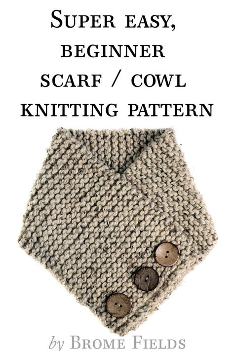 Scarf Projects, Knitting Patterns Free Scarf Cowls, Scarf With Buttons, Knitting Easy, Easy Scarf Knitting Patterns, Knit Cowl Pattern Free, Knitting Scarf, Cowl Knitting, Knitting Patterns Free Beginner