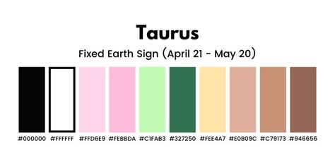 Taurus Colors, Zodiac Sign Colors Palette, Zodiac Signs Colors, Career Astrology, Astrology And Horoscopes, Taurus Sign, Zodiac Designs, Theme Background, Earth Signs