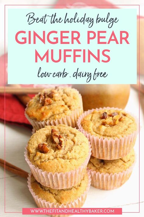 Ginger Pear Low Carb Muffins Pear Muffins, Ginger Pear, Best Keto Breakfast, Low Carb Biscuit, Keto Treats, Better Breakfast, Low Carb Low Fat Recipes, Low Carb Muffins, Low Carb Low Sugar