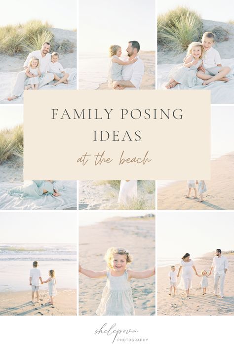 Family posing ideas for a photoshoot at the beach. Bay Area family photographer - Julia Shelepova. Get a beach family photoshoot posing inspiration. Beach Pictures Clothes Family Portraits, Beach Family Portraits Outfits, Family Beach Pictures Ideas, Family Photoshoot Beach Ideas, Sibling Beach Photoshoot, Beach Session Photography, Sisters Beach Photoshoot, White And Khaki Family Pictures, Coastal Family Photos