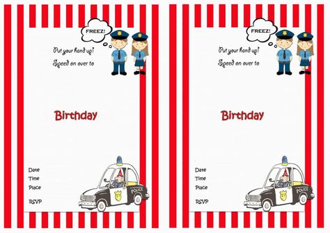 Police Birthday Invitations – Birthday Printable Police Kids Birthday Party, Birthday Party Police Theme, Police Birthday Invitation Template, Police Theme Invitation, Police 3rd Birthday Party, Police Invitation, Police Birthday Invitations, Police Birthday, Invitations Birthday