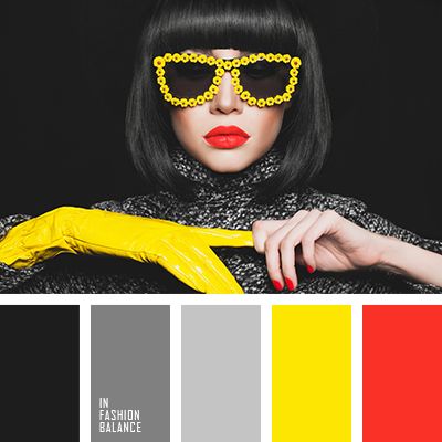 black, bright yellow, canary yellow, eccentric glasses, red lips, red lips brunettes, red manicure, scarlet color, yellow and bright red. Black Yellow Red Color Palette, Yellow Black Grey Color Palette, Black And White With Pop Of Color Palette, Canary Yellow Color Palette, Black And Yellow Color Scheme, Red Yellow Black White Color Palette, Black And White With Pop Of Color, Yellow And Black Color Palette, Black And Yellow Color Palette