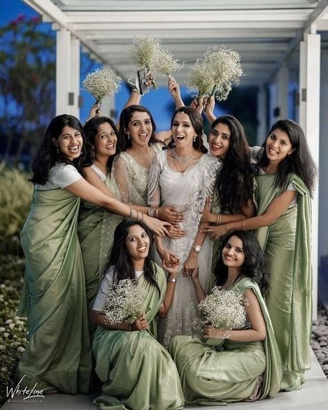 Wedding Dresses For Bridesmaids, Bridesmaids Shoot, Bridal Maid Dress, Plain Georgette Saree, Indian Wedding Bridesmaids, Indowestern Dresses, Bridesmaid Sarees, Bride Maids, Suit Anarkali