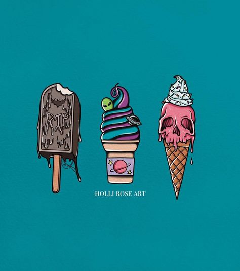 Working on figuring out what to put these spooky ice creams on! Have any ideas for me? #icecreamart #icecreamdrawing #icecreamlover… | Instagram Spooky Ice Cream, Ice Cream Art, Skull Artwork, Alien Art, I Scream, Ice Creams, Rose Art, Colorful Drawings, Skull Art