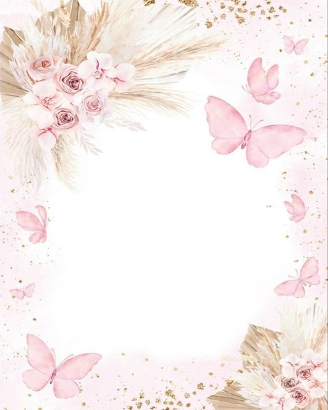 Pink And Gold Background, Butterfly Boho, Butterfly Invitations, Wedding Card Frames, Baby Art Projects, Butterfly Artwork, Floral Cards Design, Butterfly Background, Floral Wallpaper Phone