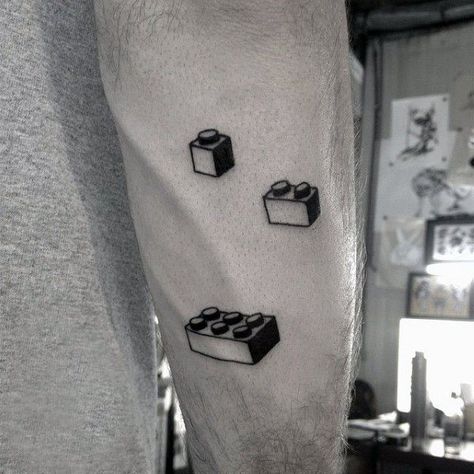 60 Lego Tattoo Designs For Men - Toy Building Block Ink Ideas Lego Tattoo Ideas, Tattoo Ideas Couple, Lego Tattoo, Blackout Tattoo, Sibling Tattoos, Lego Pieces, Tattoo Designs For Men, Popular Tattoos, Minimal Tattoo