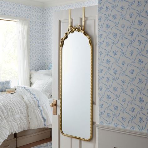 Full Length Mirrors & Floor Mirrors | Pottery Barn Teen Loveshackfancy Home Decor, Pottery Barn Dorm, Dorm Mirror, Dorm Wishlist, Mirror Pottery, Over The Door Mirror, Dorm Stuff, Gold Rooms, Dorm Room Designs