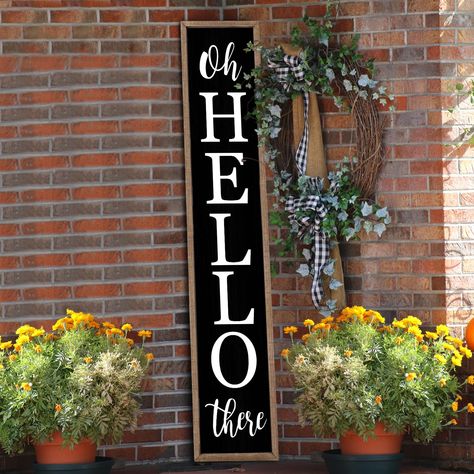 PRICES MAY VARY. 【Superior Quality】: porch board hanging welcome sign is made from high-quality wood and printed with weatherproof uv ink that won't peel, fade or crack. can be used indoors or outdoors. 【Ideal Size】: welcome sign measures 45 inches tall, 9 inches wide, 1 inch thick, and weighs 2.5 pounds. can hang or lean it against the yard, entrances, garage, to show your warm welcome to your guests. 【High Quality Craft】: this wooden front porch welcome sign is made of plaid bows, artificial e Fall Door Signs Front Porches, Welcome Signs For Front Door, Welcome Porch Sign, Board Crafts, Outdoor Welcome Sign, Front Porch Signs, Porch Welcome Sign, Wood Front Doors, Front Door Signs