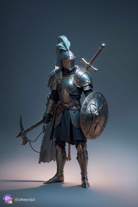 Step into the mystical realm of a medieval knight amidst a breathtaking landscape. This 3DMM fantasy artwork showcases the knight in a tranquil pose. Surround lighting adds an enchanting aura, while the power of the unreal engine technology makes the scene come alive. An otherworldly escape. 🪓 Biblical Artwork, Warrior Pose, Gothic Fantasy Art, The Knight, Knight Armor, Medieval Armor, Medieval Knight, Fantasy Male, Fantasy Armor