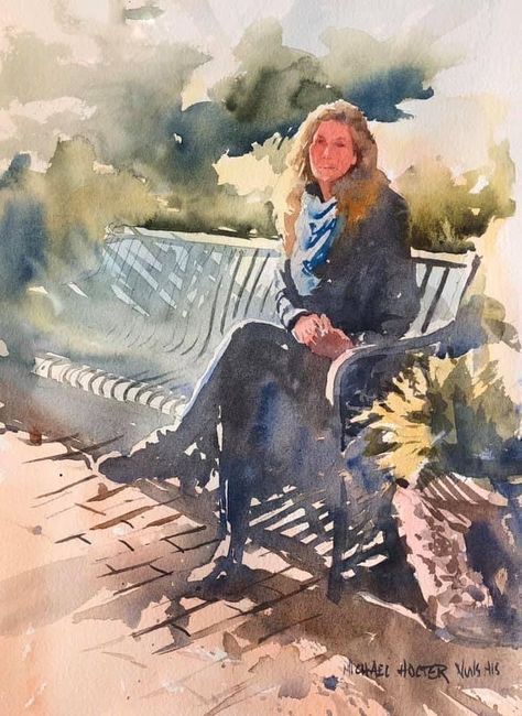 Watercolor Architecture, Sketches Of People, Watercolor Projects, Female Art Painting, Figure Sketching, Painting People, Watercolor Painting Techniques, Watercolor Landscape Paintings, Sketch Painting