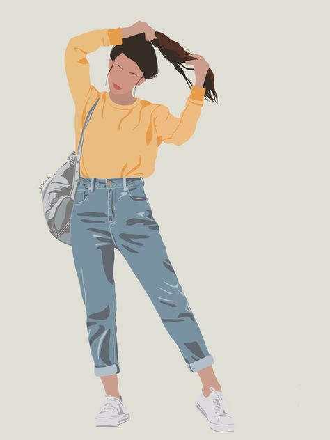 Yellow Illustration Art, Illustration Art Aesthetic, Girl Illustration Art, Yellow Illustration, Art Girl Aesthetic, Girl Illustrations, Yellow Girl, Aesthetic Illustration