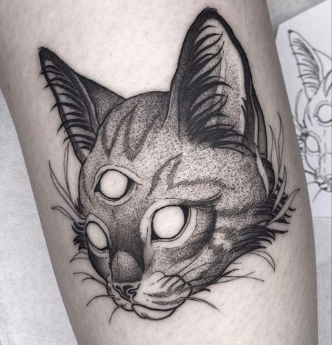 3rd Eye Tattoo, Cat Skull Tattoo, Cat Eye Tattoos, Gotik Tattoo, Third Eye Tattoos, Petit Tattoo, Cat Tattoo Designs, Spooky Tattoos, Tattoo Graphic