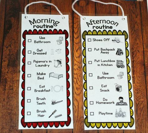 Simple Visual Routines to help kids manage before and after school schedules! Time Out Cards For School, Routine Charts For Kids, Bedtime Routine Printable, Teaching Time Management, Routines For Kids, Routine Board, After School Schedule, Daily Routine Chart For Kids, Before And After School