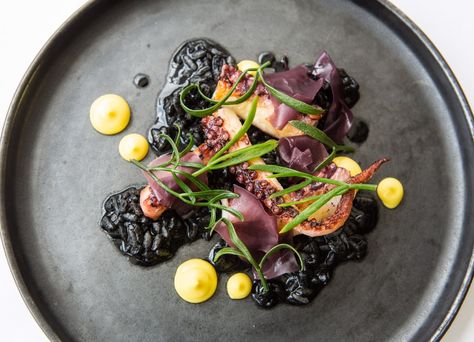 Octopus, ‘black rice’, saffron How To Cook Octopus, Roasted Octopus, Easy Prawn Recipes, Saffron Recipes, Octopus Recipes, Seafood Risotto, Great British Chefs, Italian Chef, Clam Recipes