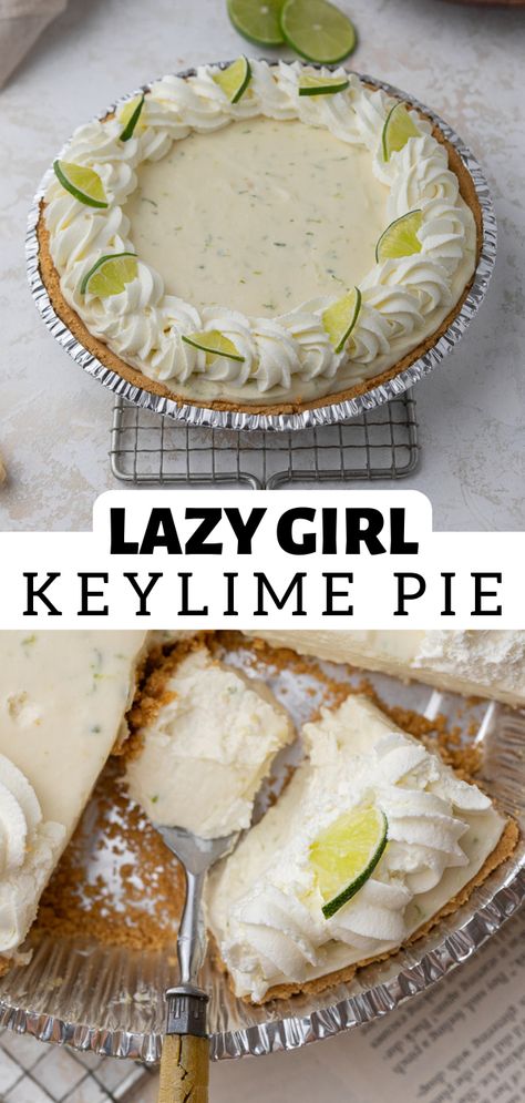 I seriously swear by this lazy girl no bake key lime pie recipe. It is simple enough to throw together super fast and tastes super impressive. Truly the best summer treat for hosting friends and family over or just to make when you’re craving something tangy and fresh. No Bake Keylime Pie Recipe, Super Fast Dessert Recipes, Keylime Pie Recipe Easy, Easy Key Lime Pie, Keylime Pie Recipe No Bake, Key Lime Pie No Bake, No Bake Key Lime Pie Recipe, Lemon Lime Pie Recipe, Homemade Key Lime Pie