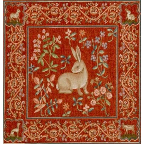 Medieval Rabbit, Cushion Wall, The Lady And The Unicorn, Lady And The Unicorn, Unicorn Tapestry, Medieval Artwork, Medieval Woman, Medieval Tapestry, Tapestry Cushion