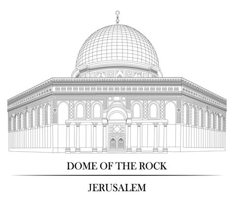 Dome Of The Rock Sketch, The Dome Of The Rock, Cotton Saree Blouse Designs, Mosque Art, Dome Of The Rock, Islamic Quotes Wallpaper, Islamic Wall Art, Black And White Drawing, Islamic Pictures