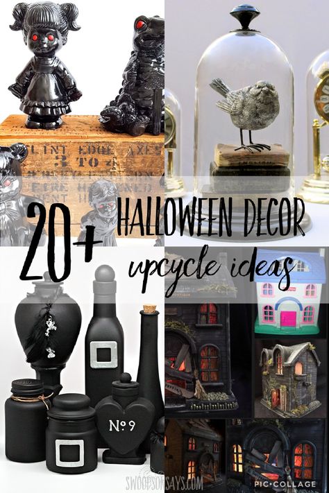 Halloween Decor Diy, Dollar Tree Halloween, Homemade Halloween Decorations, Dollar Store Halloween, Creepy Halloween Decorations, Upcycle Ideas, Halloween Crafts Decorations, Halloween Tattoo, Thrift Store Crafts