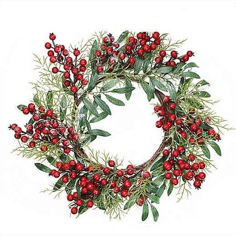 Red Berry Wreath, Artificial Christmas Wreaths, 수채화 그림, Farmhouse Christmas Decor, Christmas Paintings, Christmas Illustration, Christmas Images, Christmas Watercolor, Red Berries