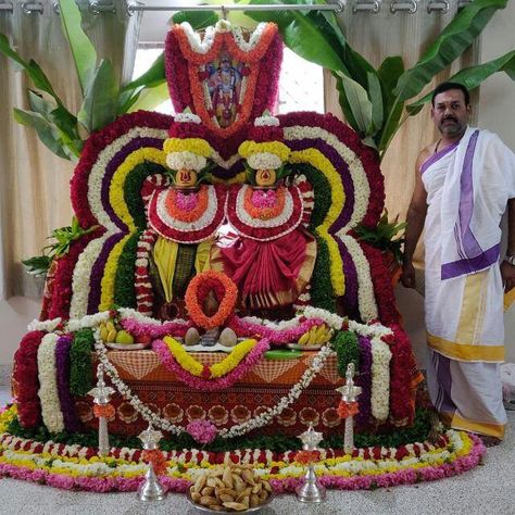 Sathyanarayana Pooja Decoration, Satya Narayana Pooja Decoration, Kalasham Decoration, Satyanarayan Pooja Decoration, Sathyanarayana Pooja Decoration At Home, Satyanarayana Pooja Decoration Ideas, Sathyanarayana Swamy, Satyanarayan Pooja, Devi Alankaram