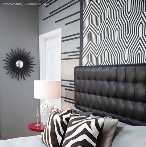 ZeBra Junkie | That Black Chic Black Leather Headboard, House Painting Tips, Zebra Bedroom, Osborne And Little Wallpaper, Zebra Pillows, Silver Room, African Interior Design, African Interior, Living Etc