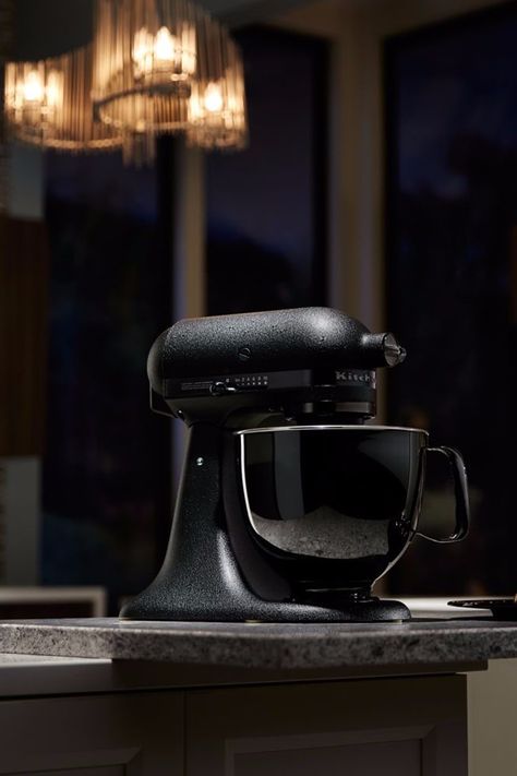 KitchenAid Has a New All-Black Stand Mixer That Matches Your Soul Matte Black Kitchenaid, Matte Black Kitchenaid Mixer, Kitchen Aid Mixer Interior Design, Kitchenaid Black, Vision Board Travel, Kitchenaid Artisan Stand Mixer, All Black Kitchen, Kitchen Stand Mixer, 2023 Vision Board